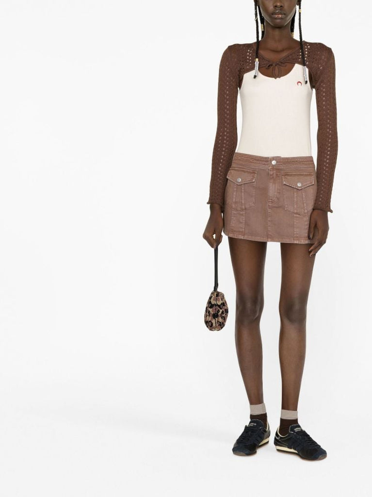 Brown Honda Pleated Mini Skirt