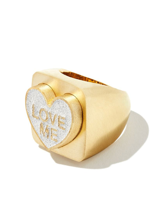 14k Yellow Gold Heart Signet Ring