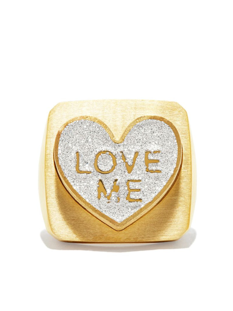 14k Yellow Gold Heart Signet Ring