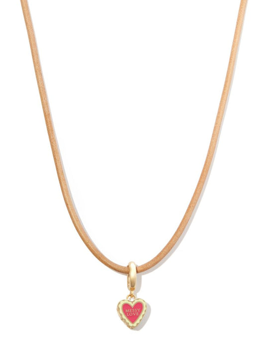 14k Yellow Gold Messy Heart Pendant Necklace