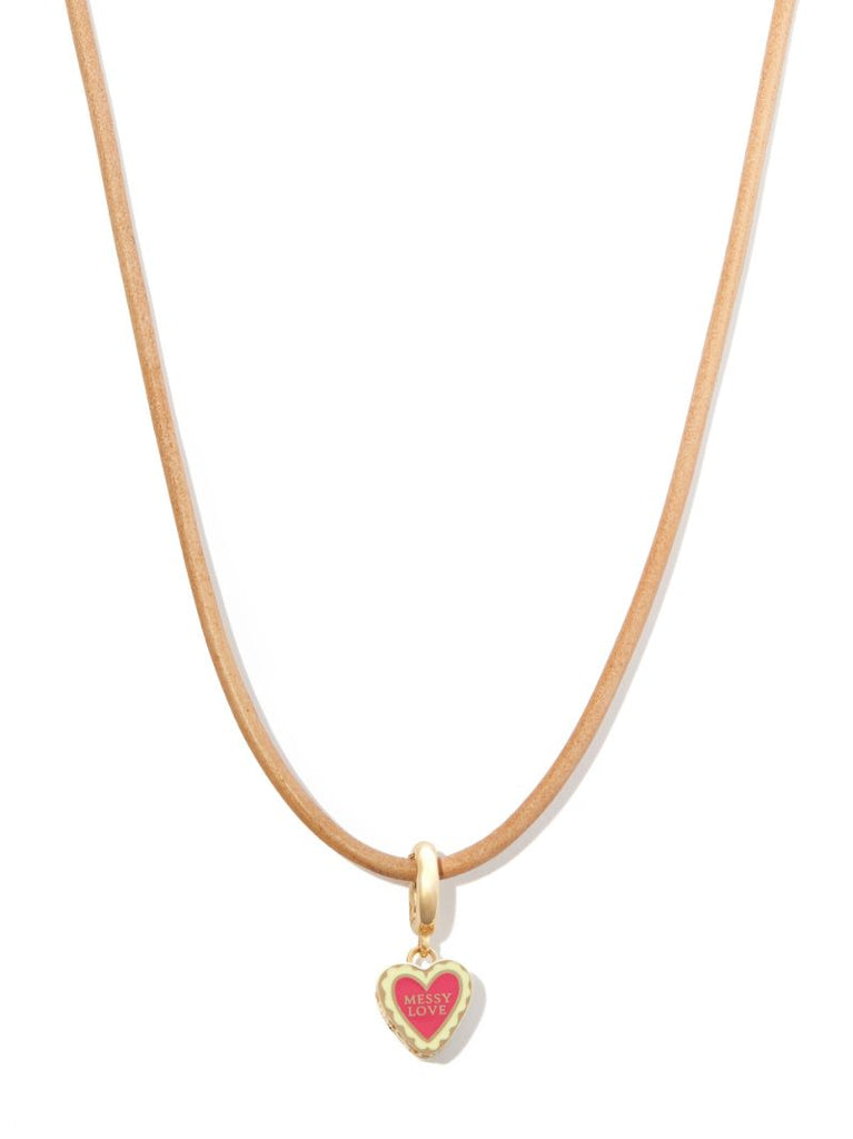 14k Yellow Gold Messy Heart Pendant Necklace