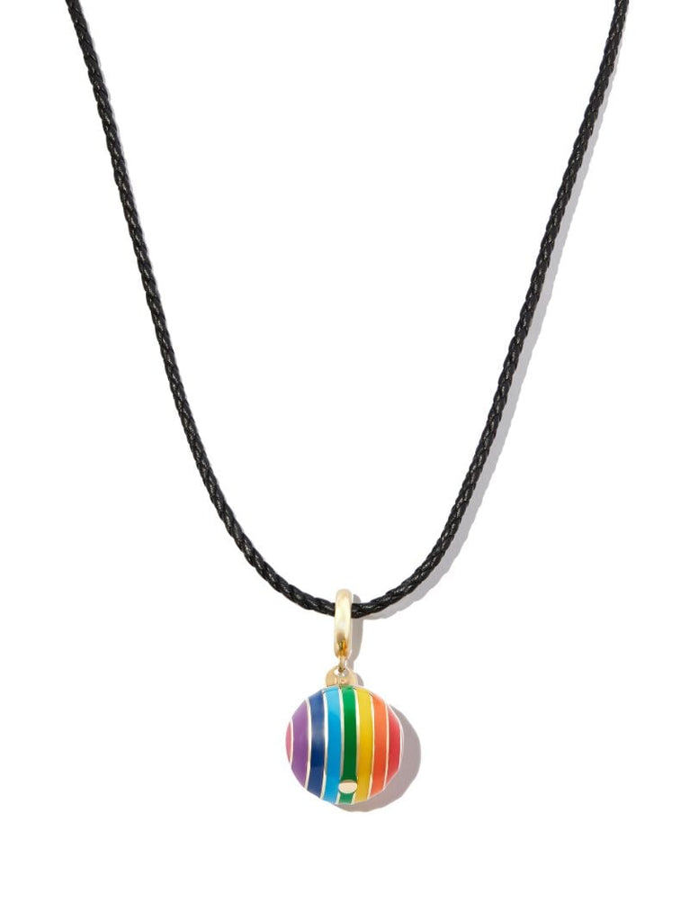 14k Yellow Gold Striped Pendant Necklace