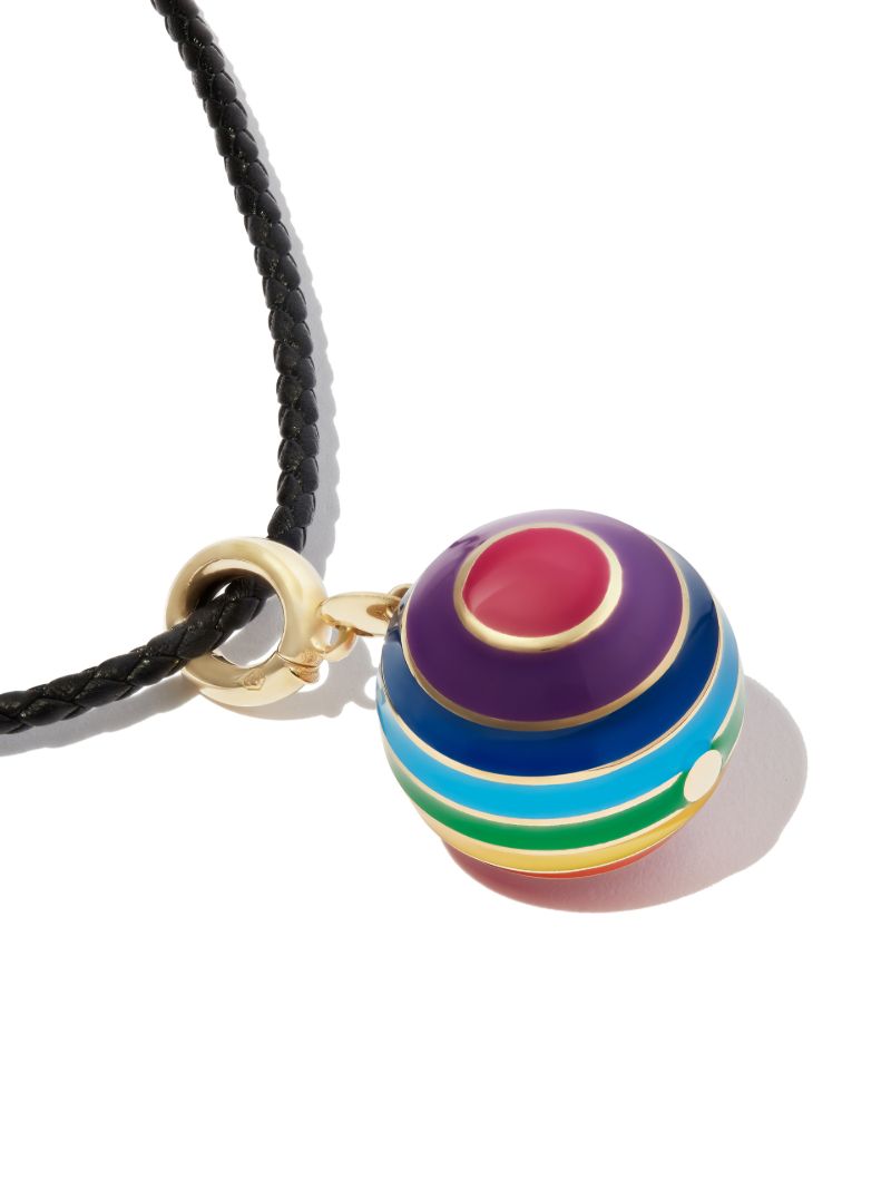 14k Yellow Gold Striped Pendant Necklace