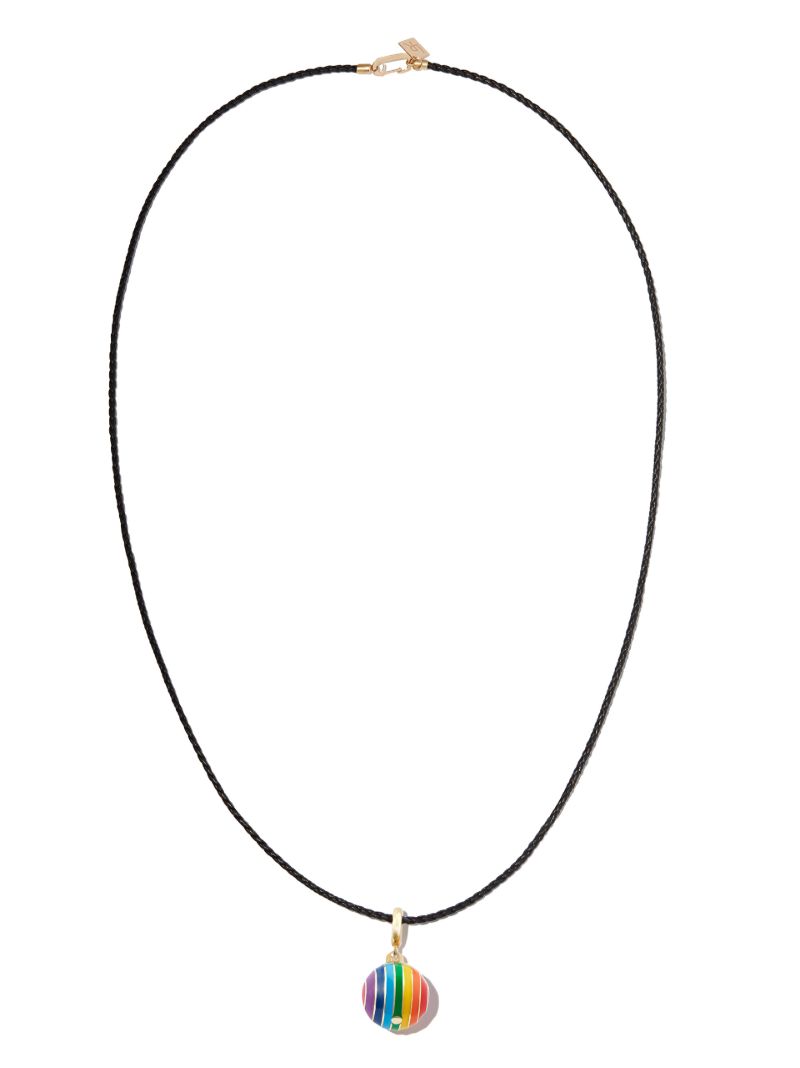 14k Yellow Gold Striped Pendant Necklace