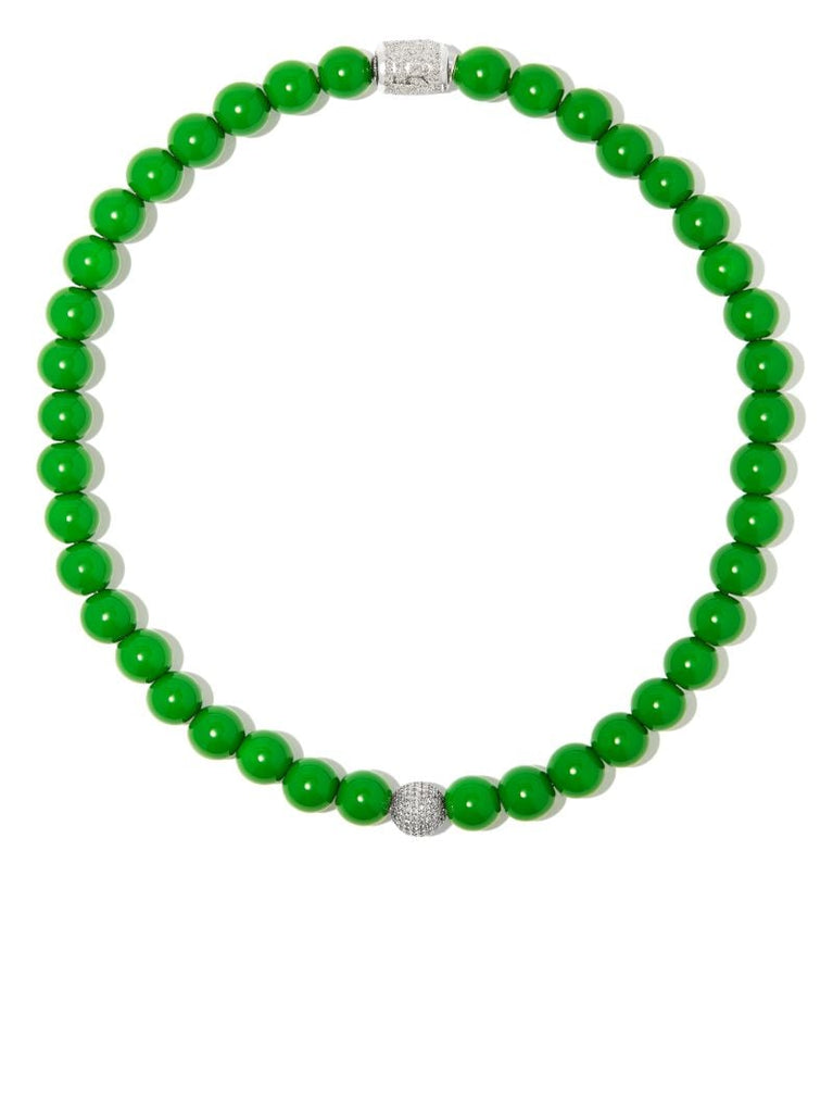 Sterling Silver Enamel Diamond Beaded Necklace
