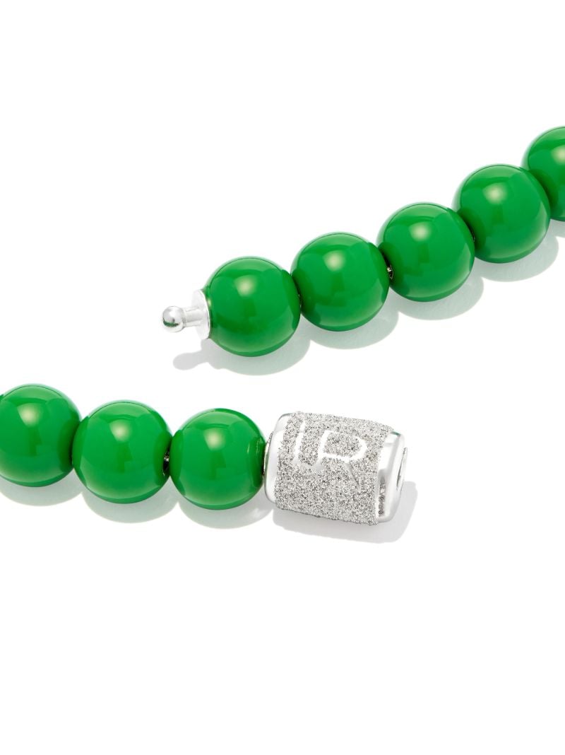 Sterling Silver Enamel Diamond Beaded Necklace
