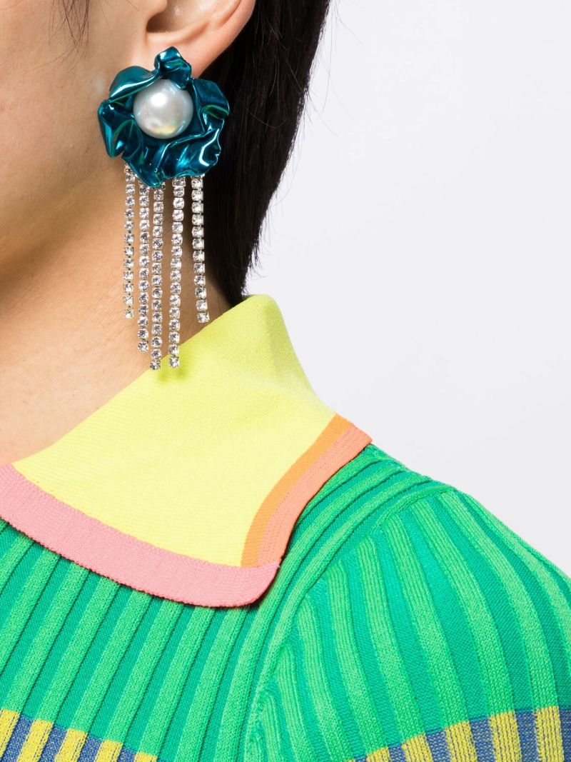 Blue Poppy Pearl Drop Earrings