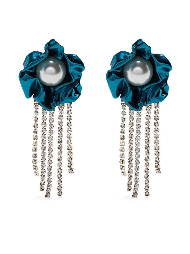 Blue Poppy Pearl Drop Earrings