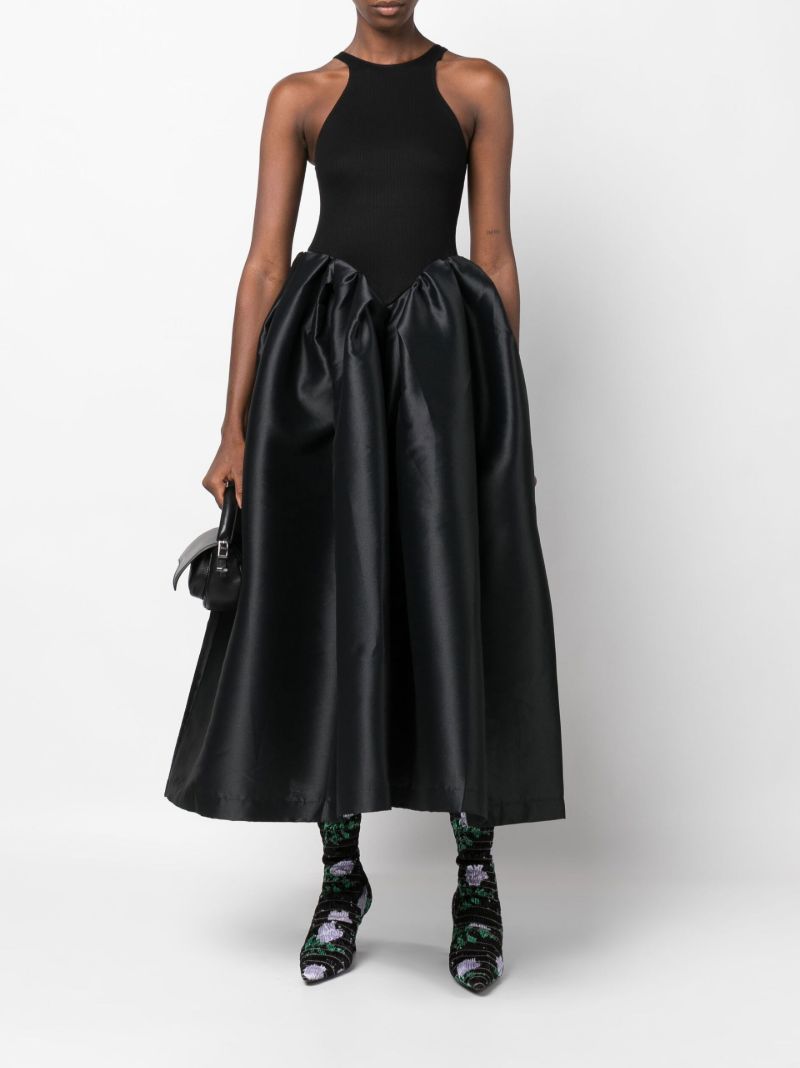 Black Gathered Organic Cotton Maxi Dress