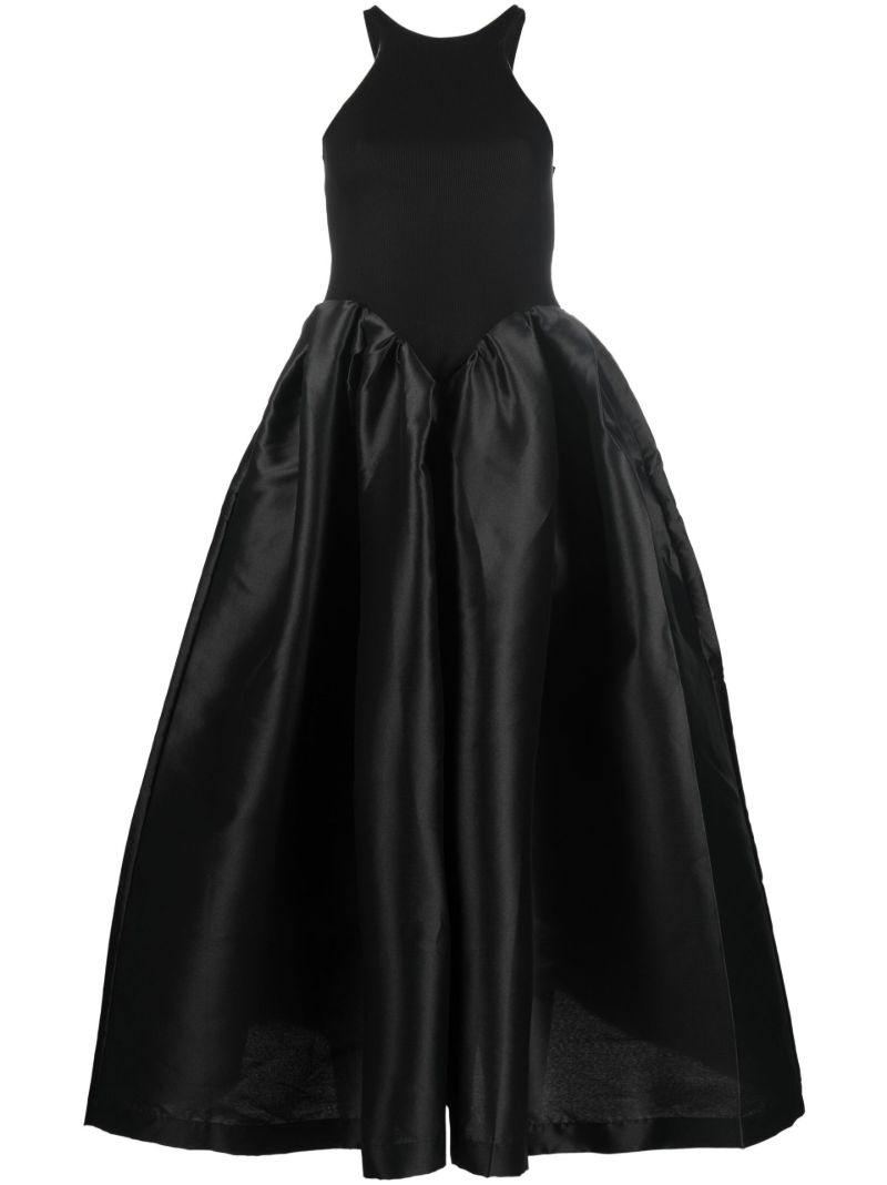 Black Gathered Organic Cotton Maxi Dress