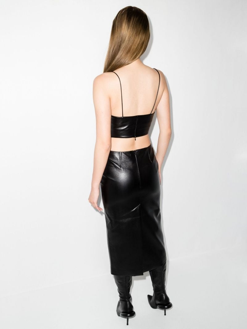 Black Faux Leather Cut-out Midi Dress