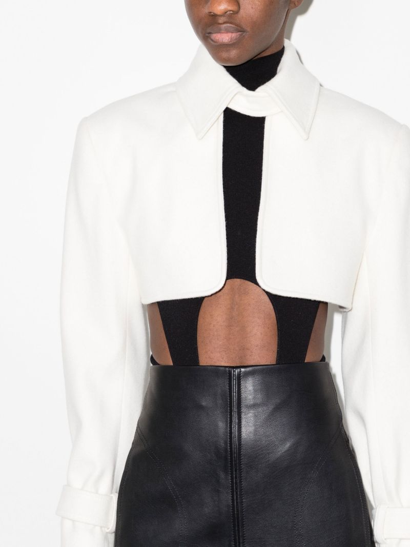White Convertible Double-breasted Belted Wool Coat