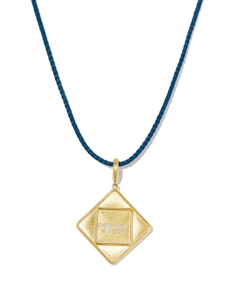 14k Yellow Gold Slogan Pendant Necklace