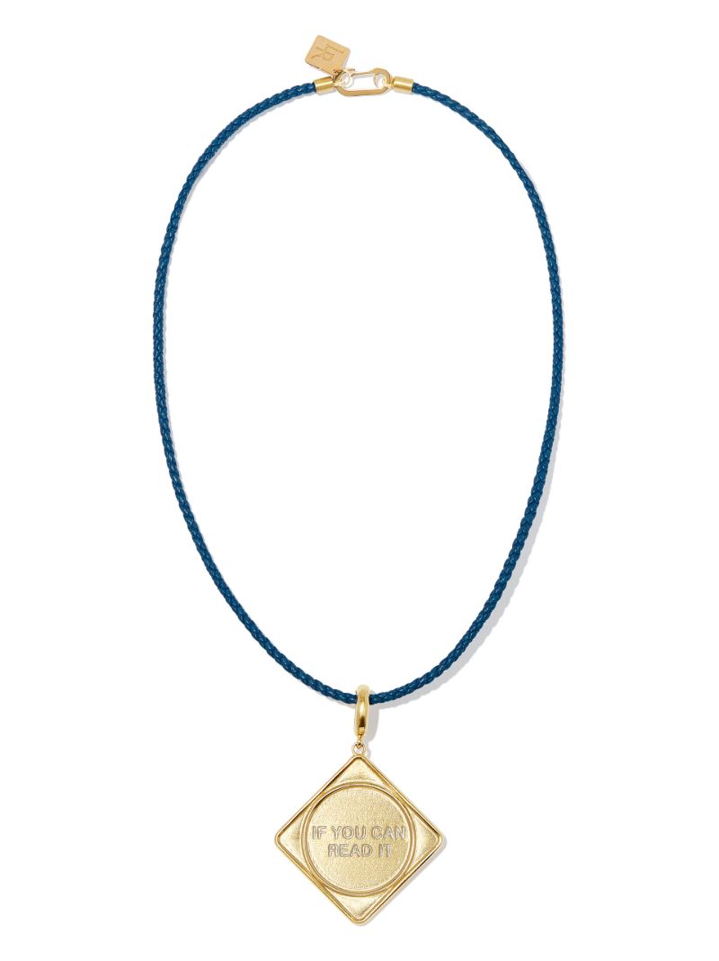 14k Yellow Gold Slogan Pendant Necklace