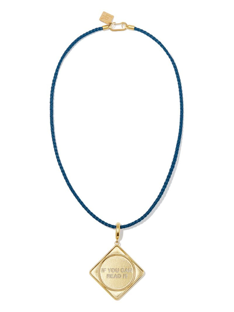 14k Yellow Gold Slogan Pendant Necklace