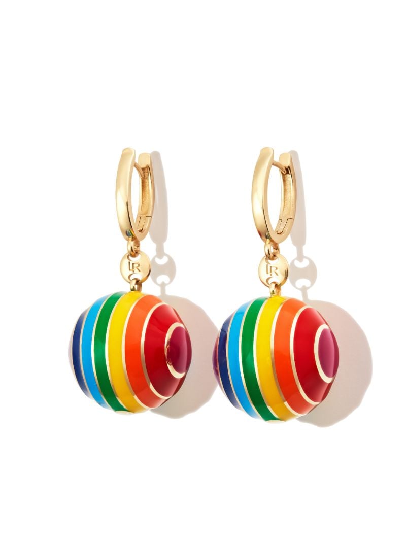 14k Yellow Gold Multi Stripe Drop Earrings