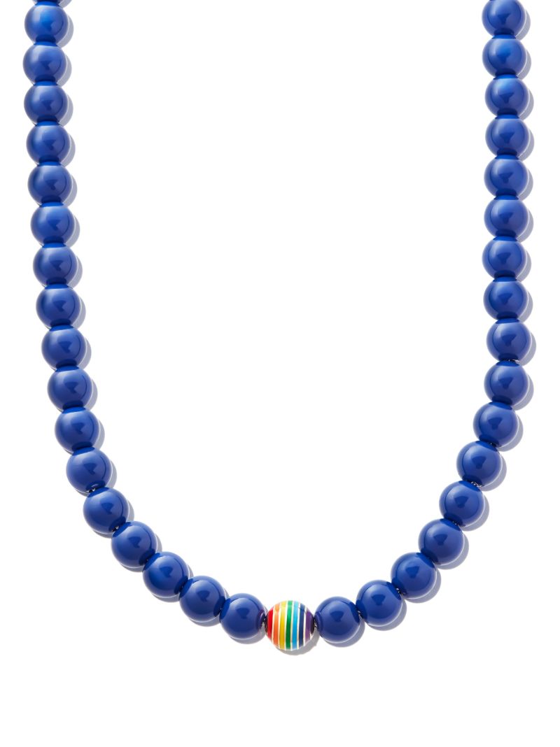 14k White Gold Enamel Necklace