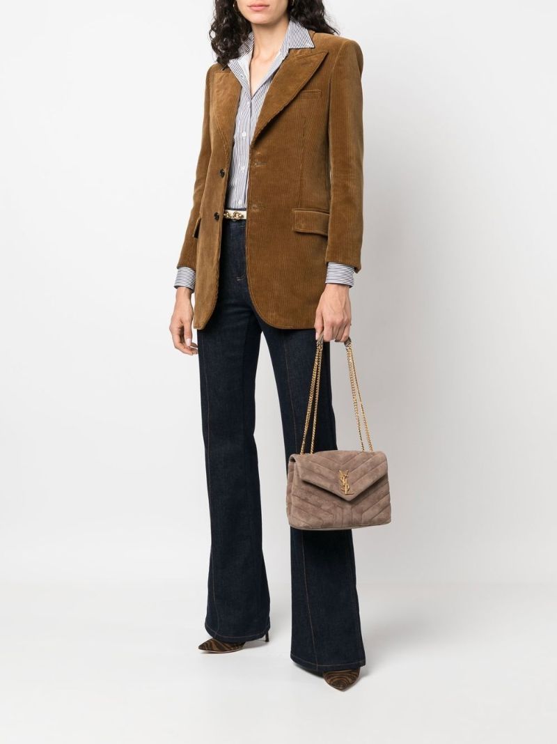 Brown Loulou Medium Suede Shoulder Bag