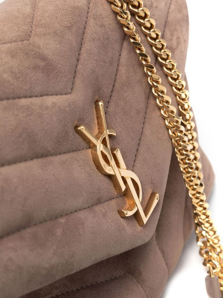 Brown Loulou Medium Suede Shoulder Bag