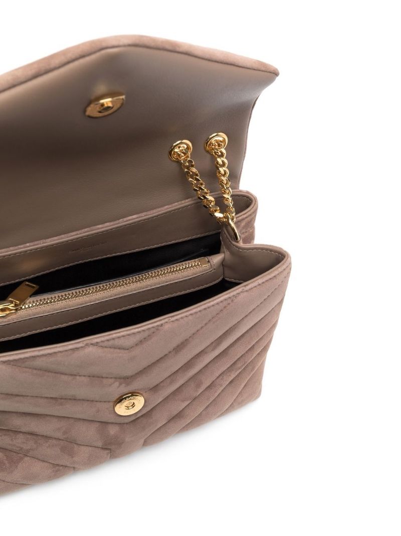 Brown Loulou Medium Suede Shoulder Bag