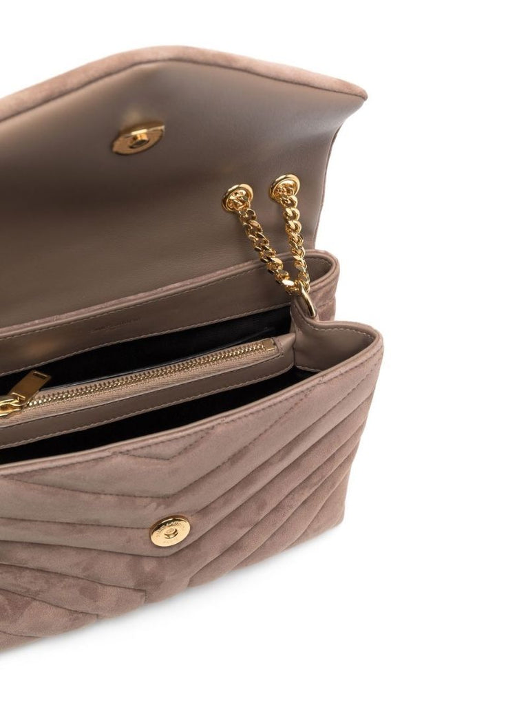 Brown Loulou Medium Suede Shoulder Bag