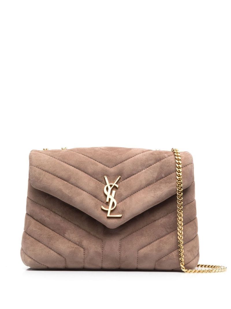 Brown Loulou Medium Suede Shoulder Bag