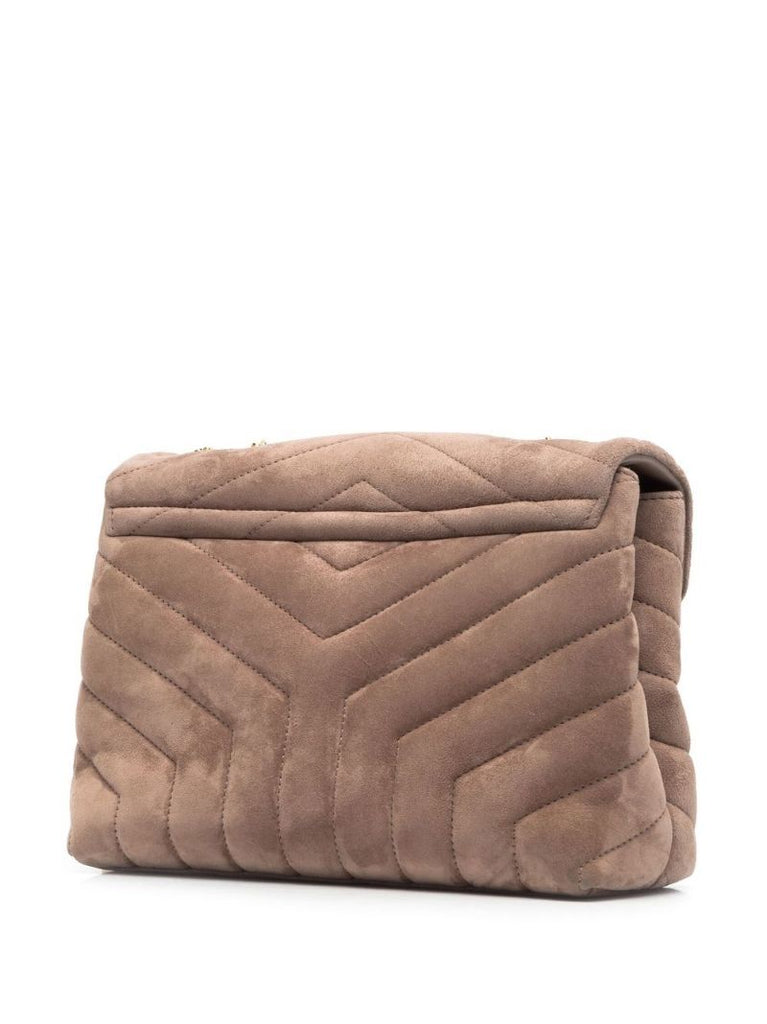 Brown Loulou Medium Suede Shoulder Bag