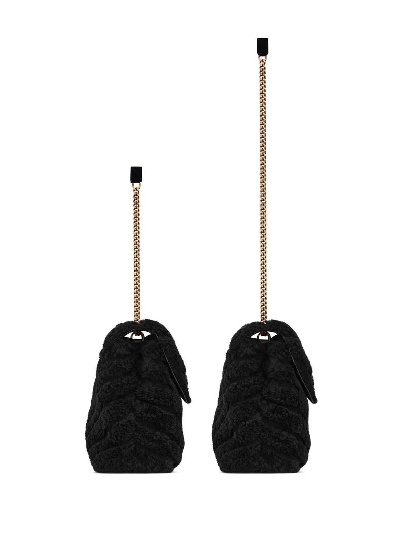 Black Loulou Shearling Chevron Shoulder Bag