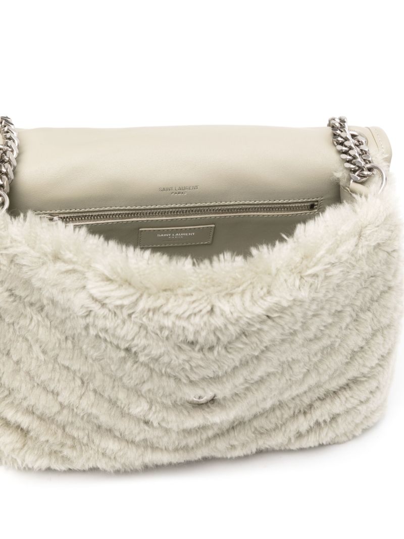 Beige Niki Shearling Shoulder Bag
