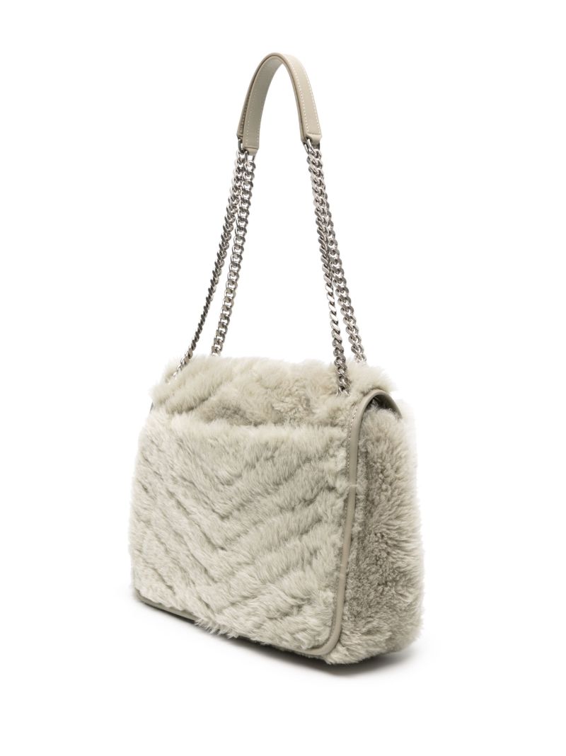 Beige Niki Shearling Shoulder Bag