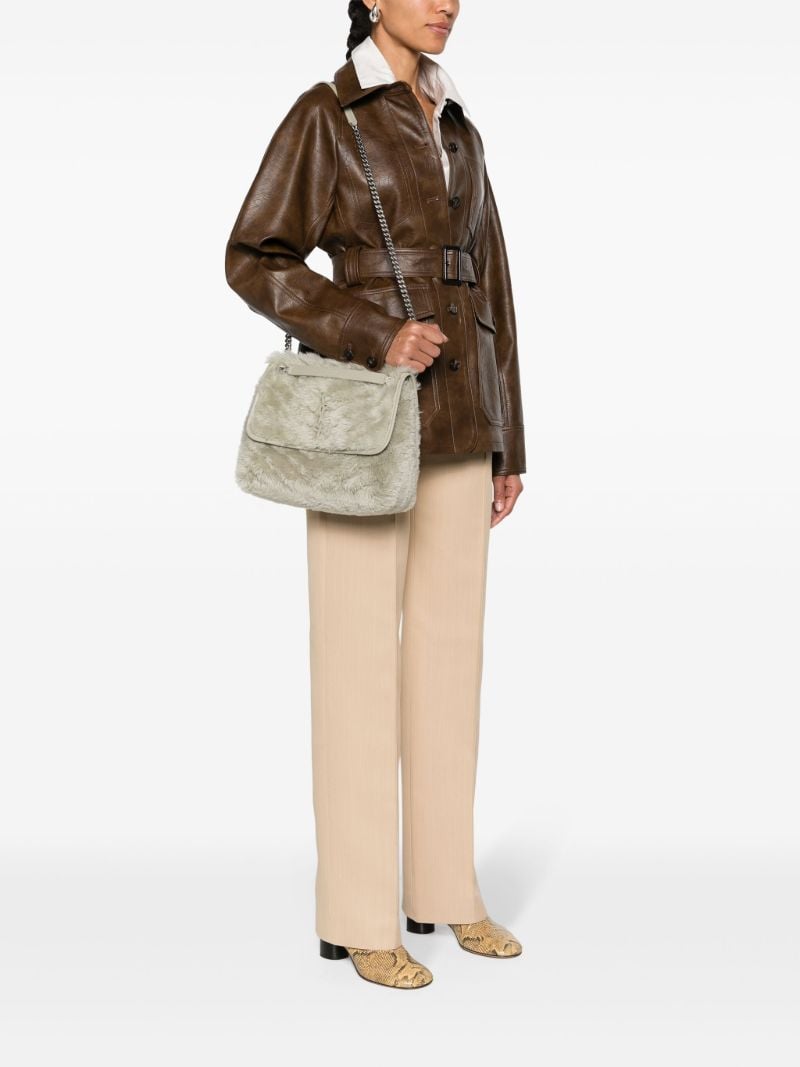 Beige Niki Shearling Shoulder Bag