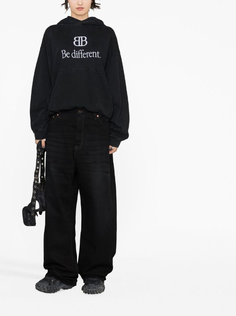 Black Slogan Print Hoodie