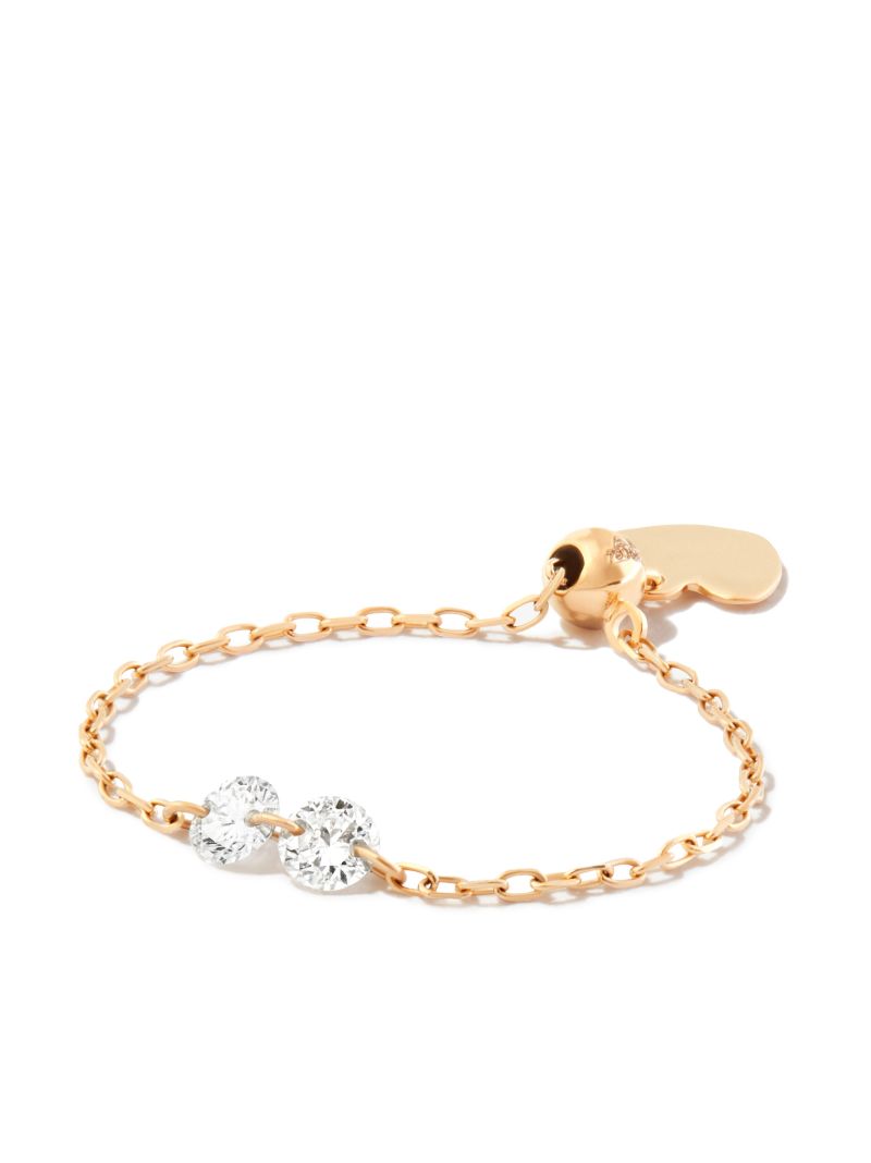 18k Yellow Gold Diamond Embellished Chain Ring