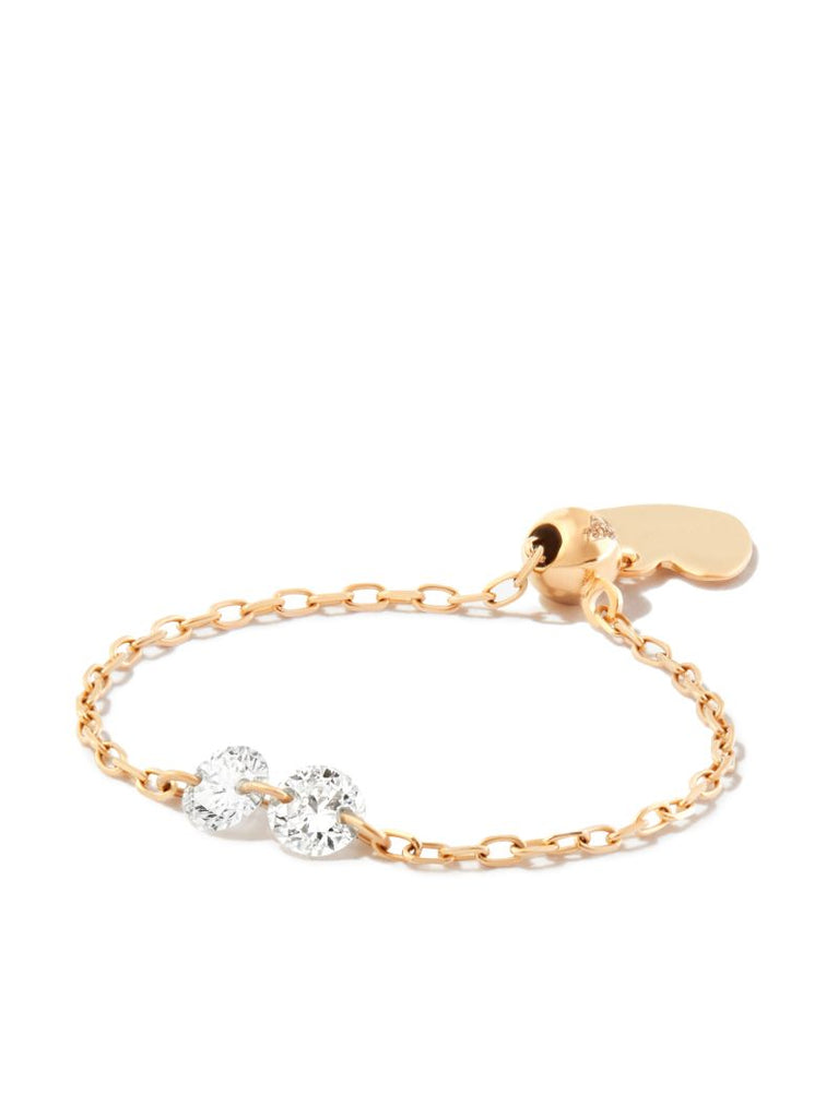 18k Yellow Gold Diamond Embellished Chain Ring