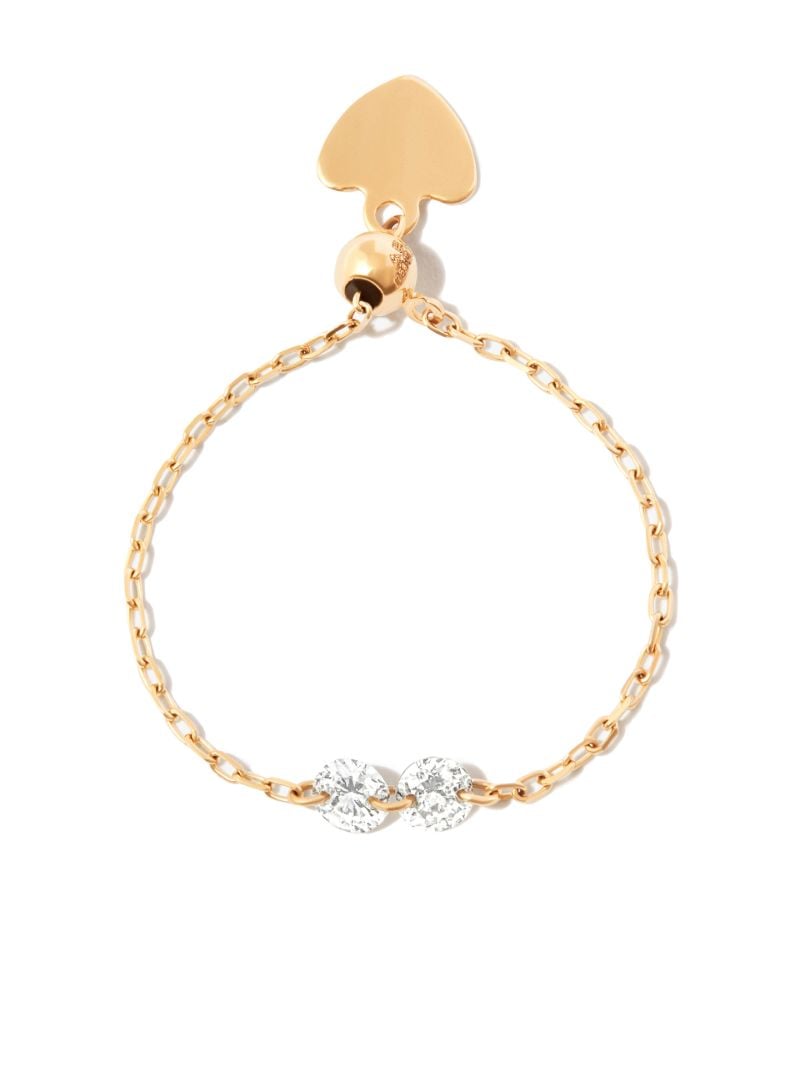18k Yellow Gold Diamond Embellished Chain Ring