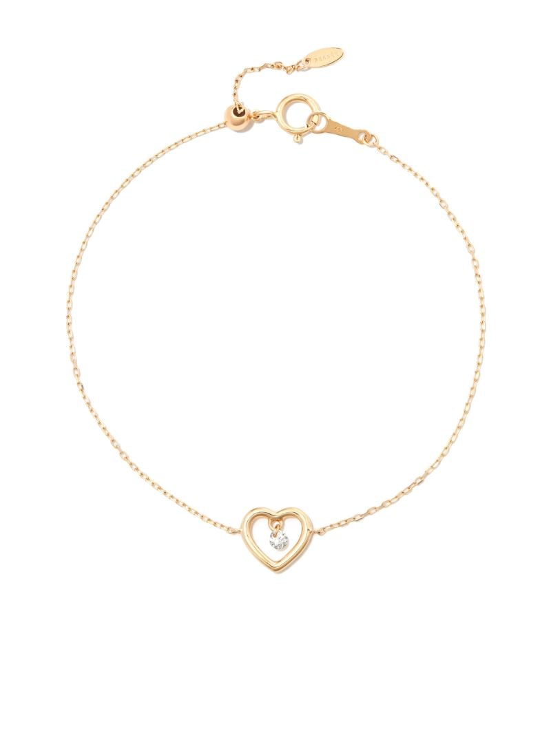 18k Yellow Gold Floating Diamond Heart Bracelet