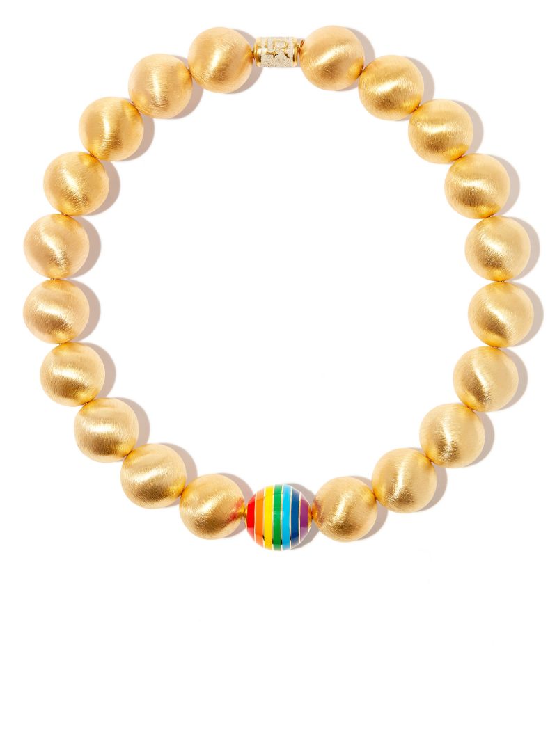 14k Yellow Gold Large Beaded Necklace