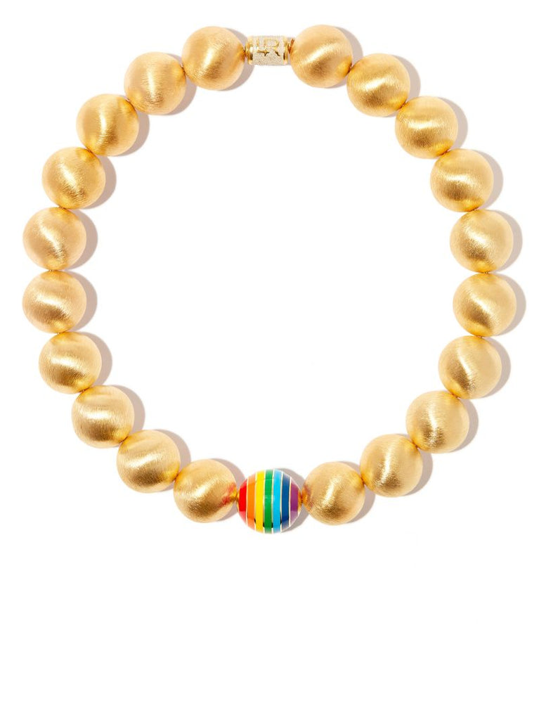 14k Yellow Gold Large Beaded Necklace