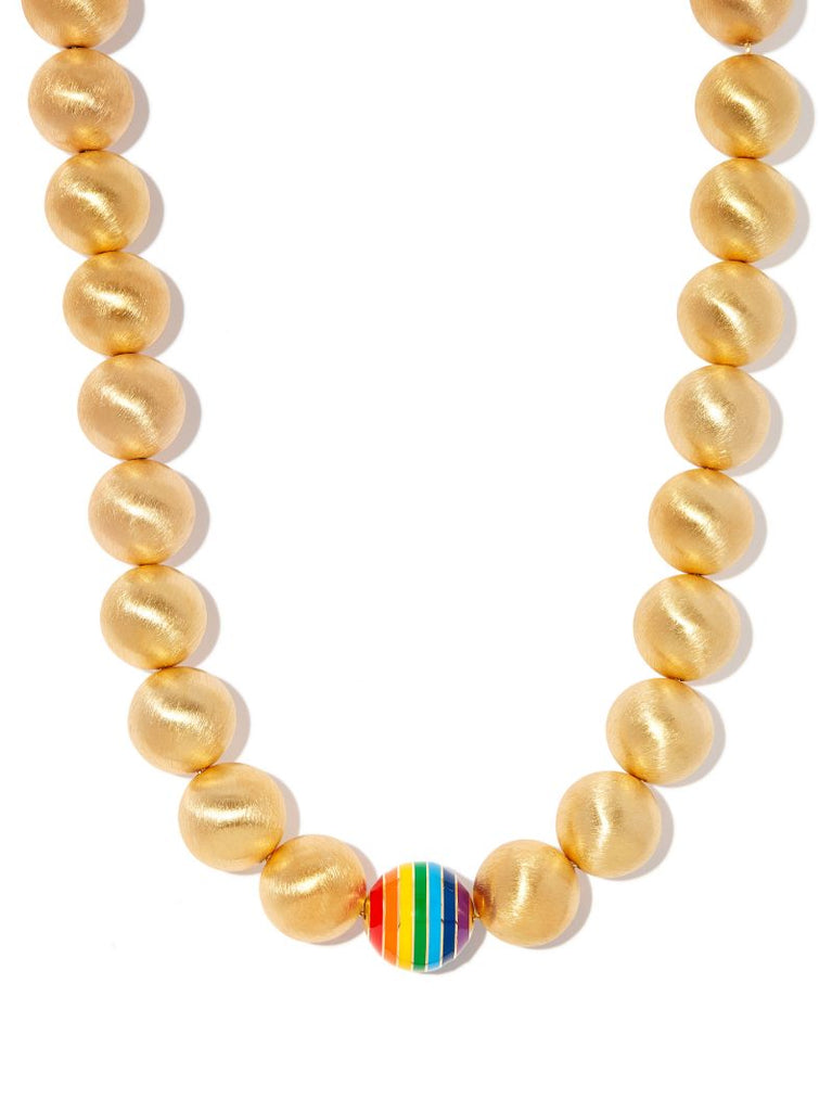 14k Yellow Gold Large Beaded Necklace