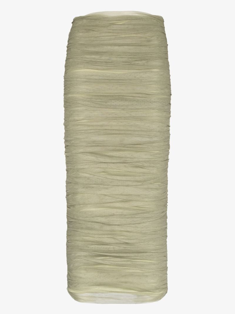 Green Ruched Tulle Pencil Skirt