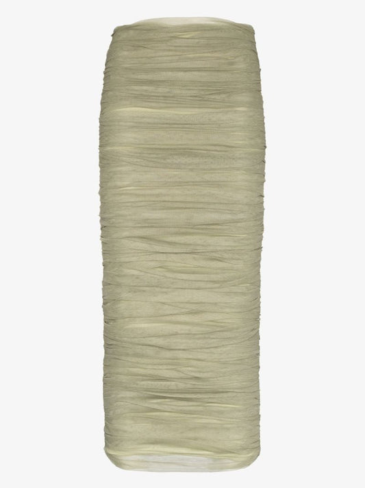 Green Ruched Tulle Pencil Skirt