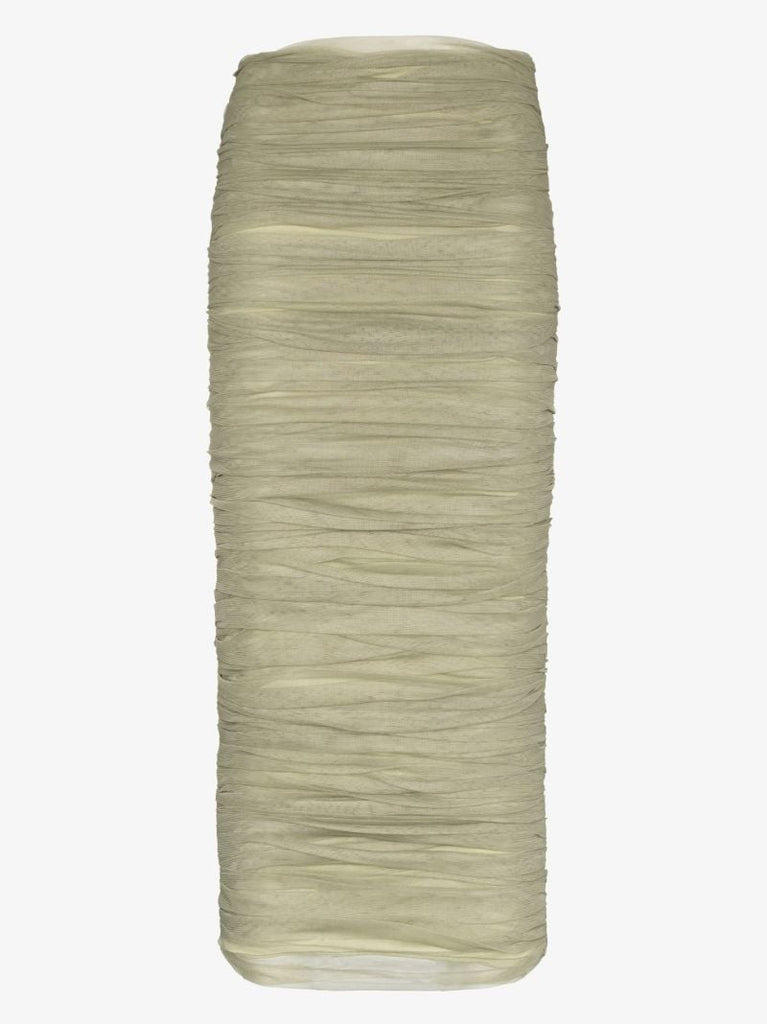 Green Ruched Tulle Pencil Skirt