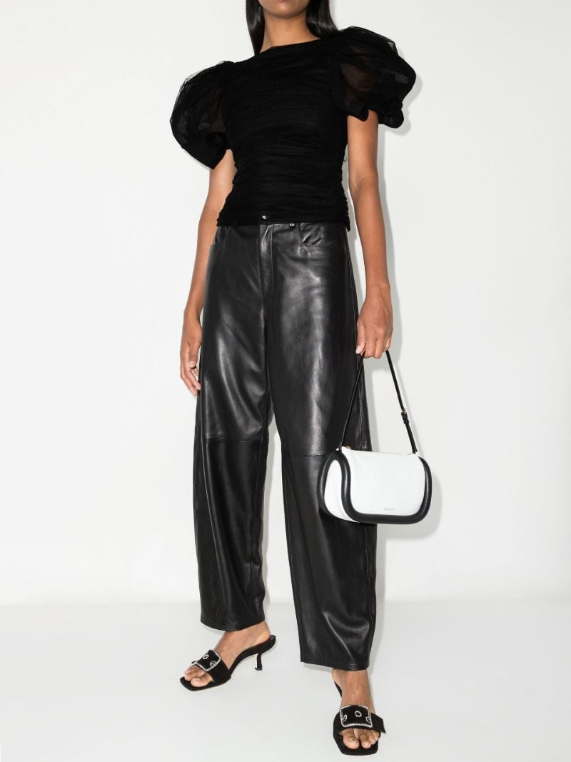 Black Ruched Tulle Blouse