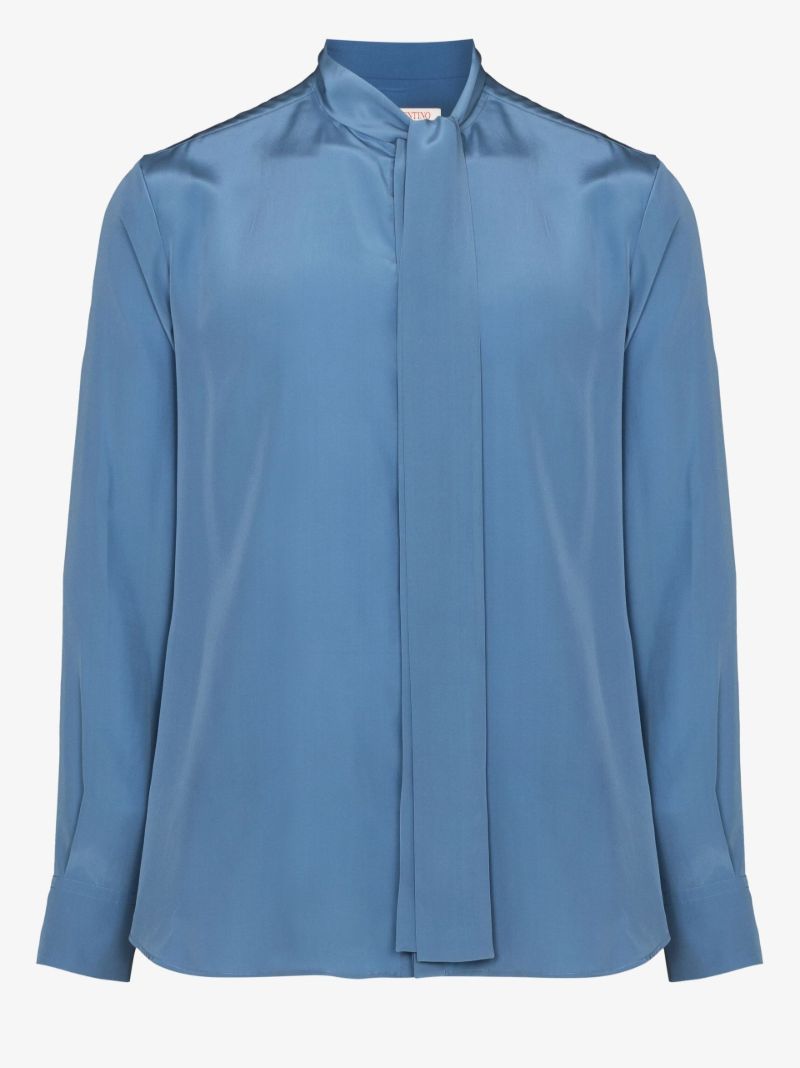 Scarf Collar Washed Silk Shirt