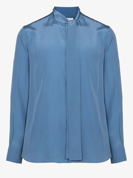 Scarf Collar Washed Silk Shirt