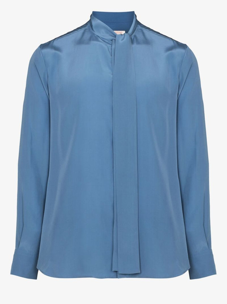 Scarf Collar Washed Silk Shirt