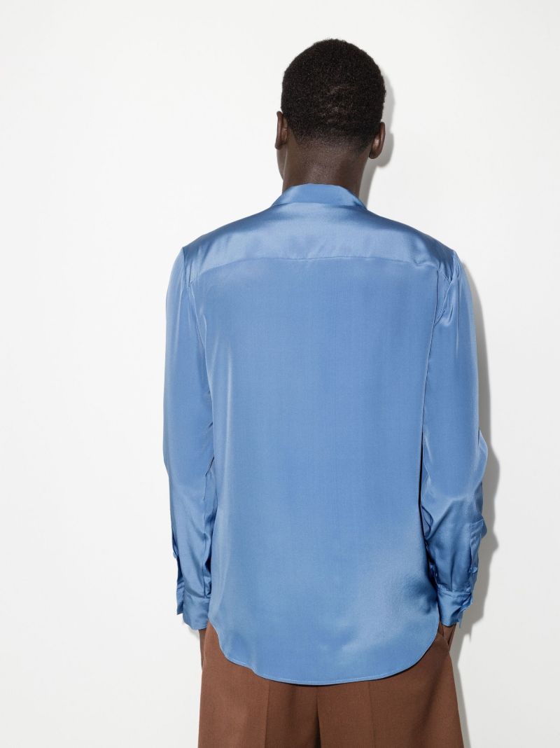 Scarf Collar Washed Silk Shirt