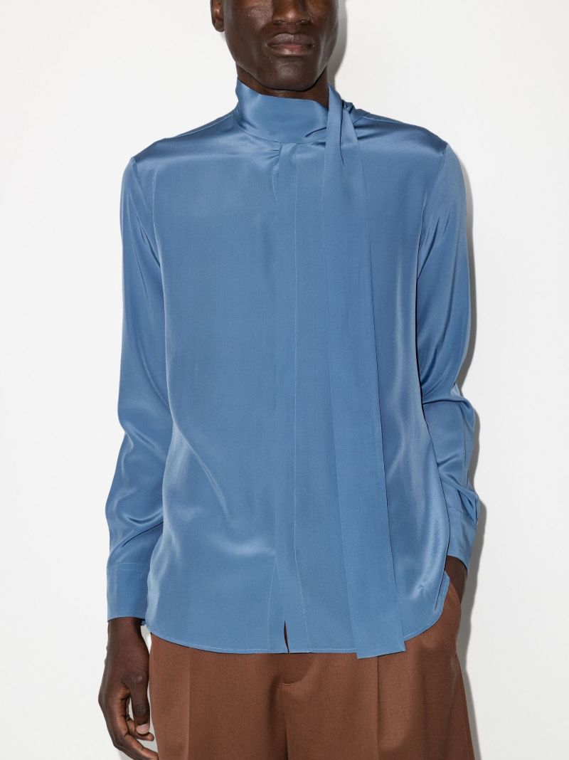 Scarf Collar Washed Silk Shirt