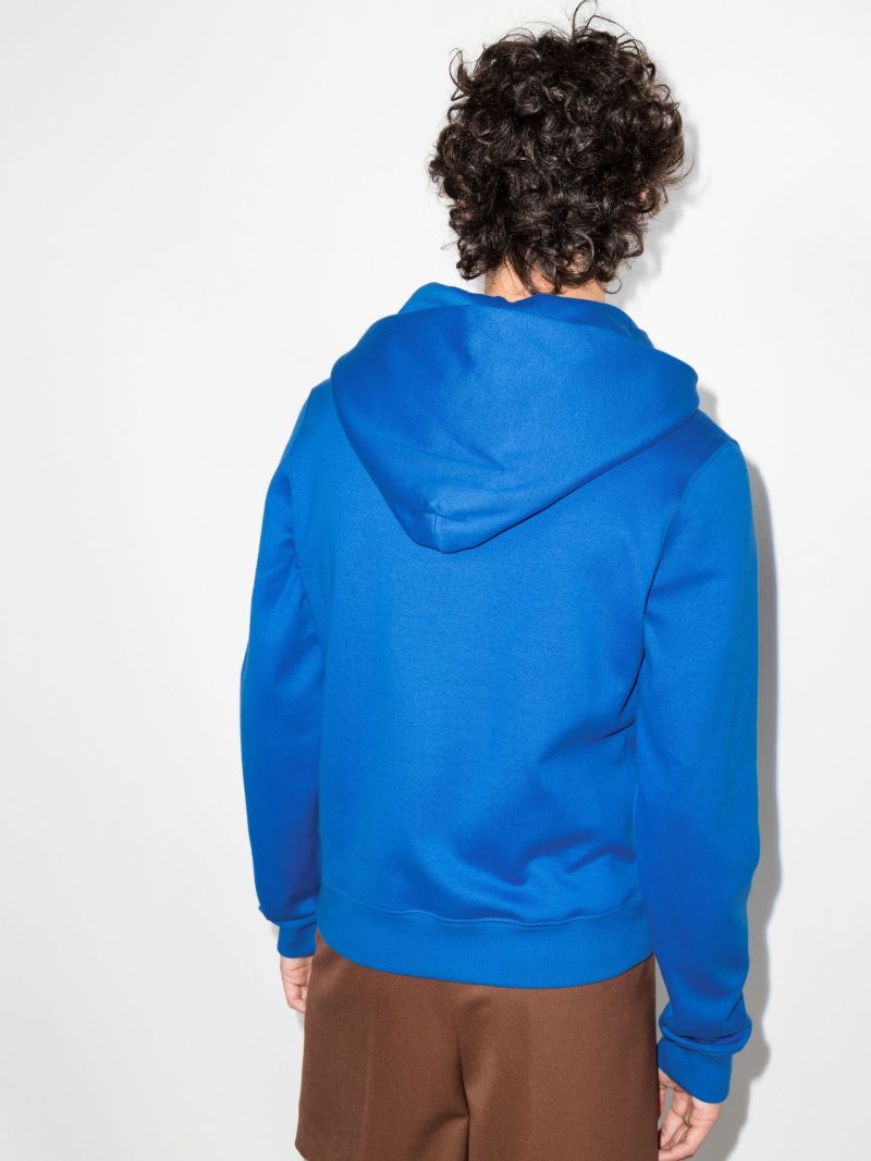 Blue Logo Patch Cotton Hoodie