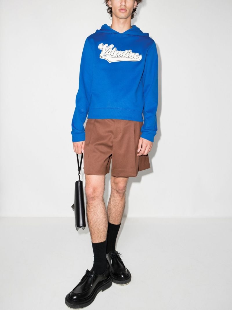 Blue Logo Patch Cotton Hoodie